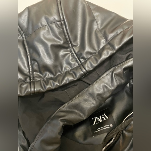 Zara black vegan (faux) leather puffer vest. Excellent condition. - Picture 13 of 15